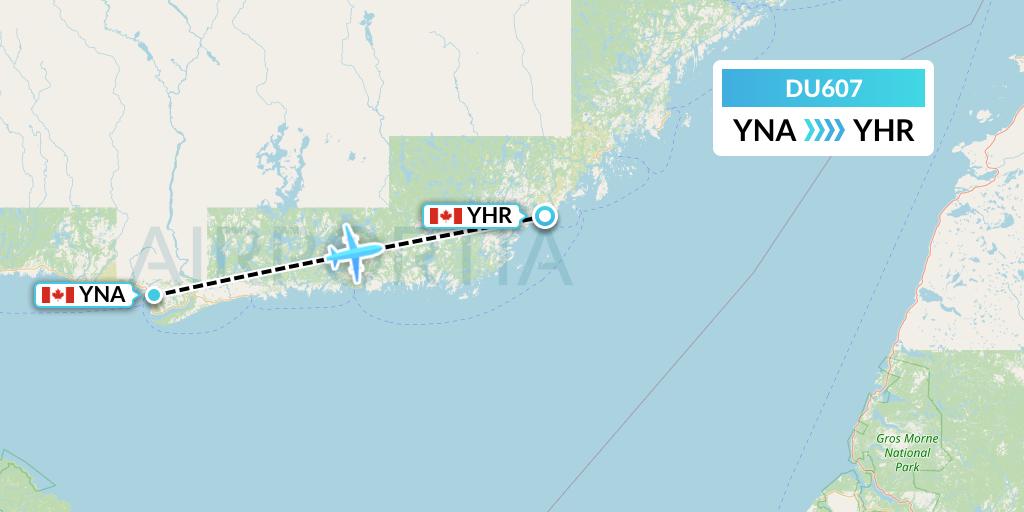 DU607 Sky Jet M.g. Inc Flight Map: Natashquan to Chevery