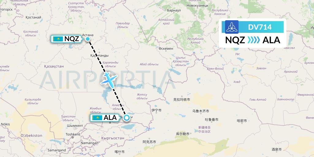 DV714 SCAT Flight Map: Astana to Almaty