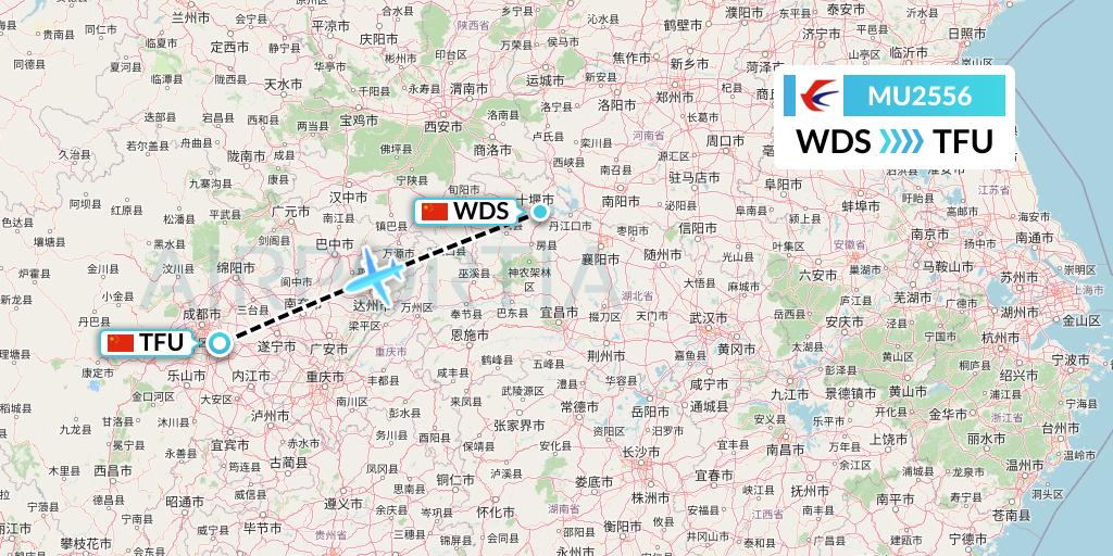 MU2556 China Eastern Airlines Flight Map: Shiyan to Chengdu