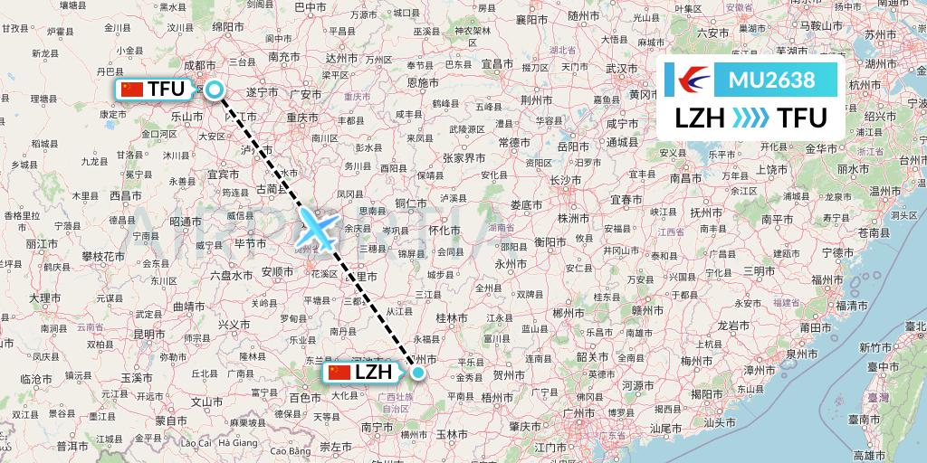 MU2638 China Eastern Airlines Flight Map: Liuzhou to Chengdu