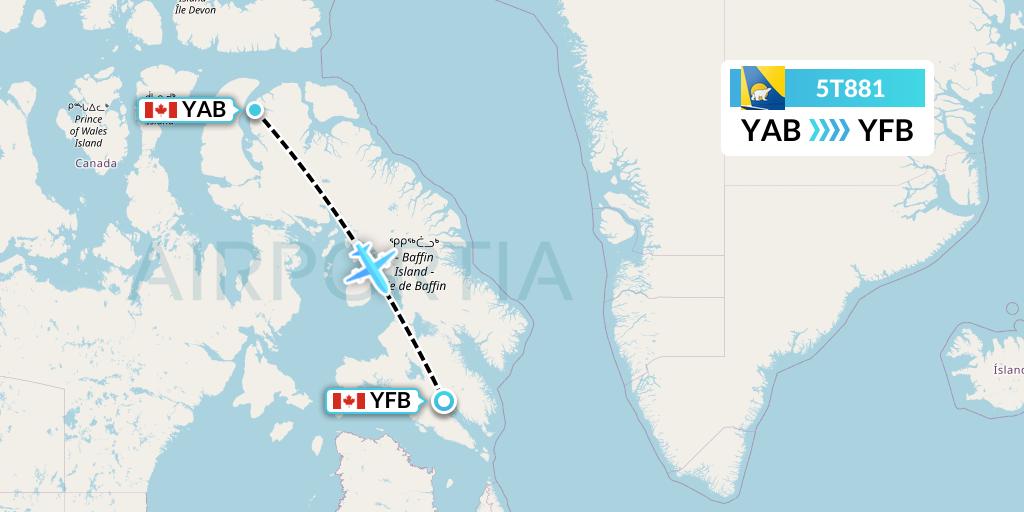 5T881 Canadian North Flight Map: Arctic Bay to Iqaluit