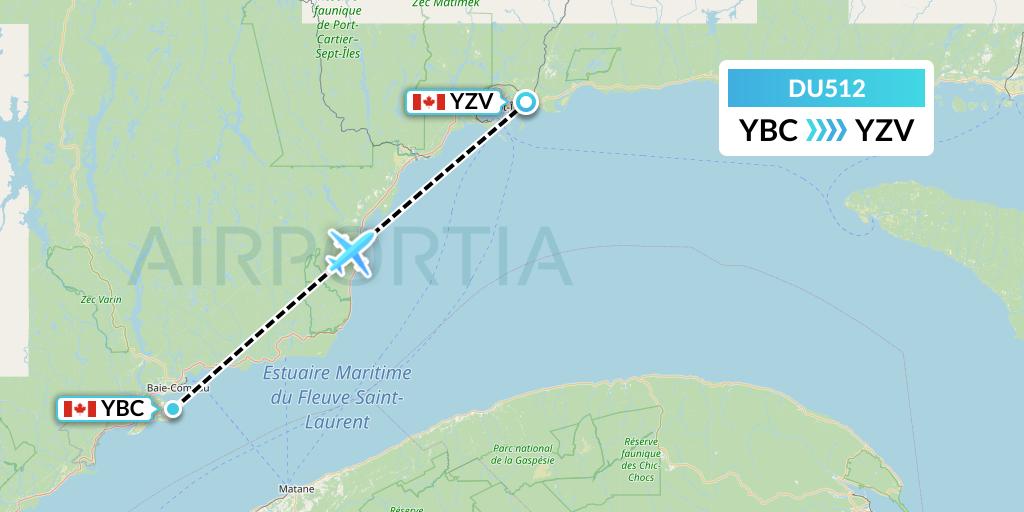 DU512 Sky Jet M.g. Inc Flight Map: Baie Comeau to Sept-Iles