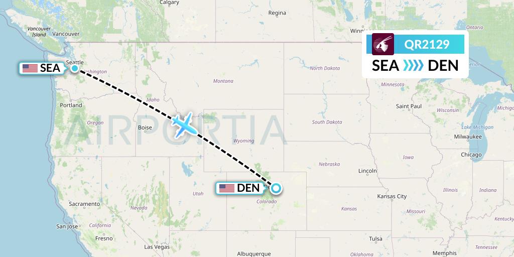 QR2129 Qatar Airways Flight Map: Seattle to Denver