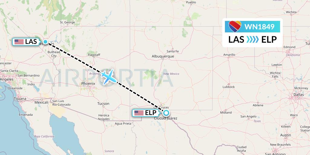 WN1849 Flight Status Southwest Airlines Las Vegas to El Paso (SWA1849)
