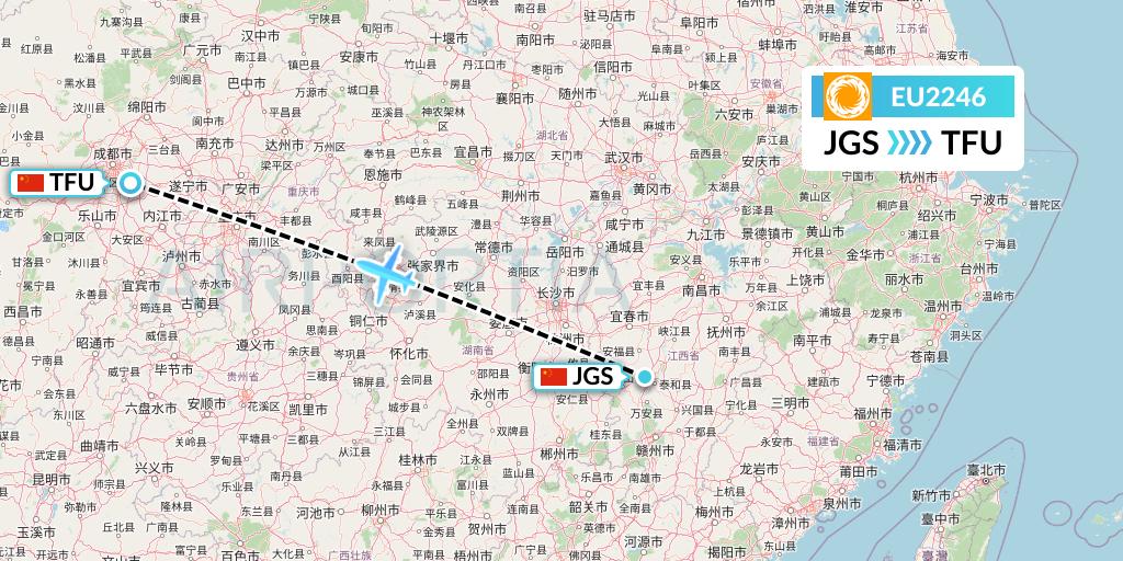 EU2246 Chengdu Airlines Flight Map: Ji'an to Chengdu