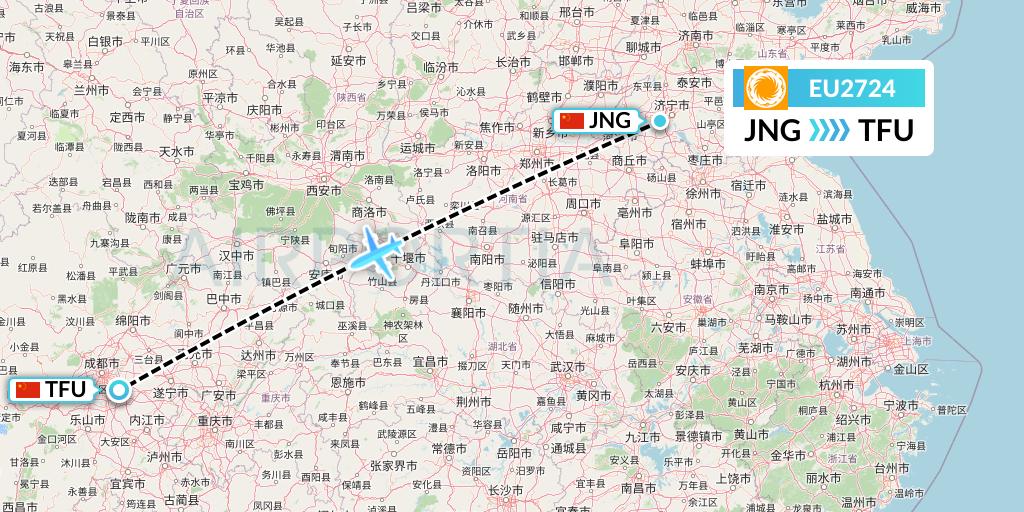 EU2724 Chengdu Airlines Flight Map: Jining to Chengdu