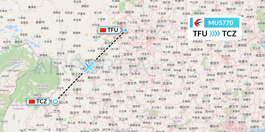 MU5770 China Eastern Airlines Flight Map: Chengdu to Tengchong