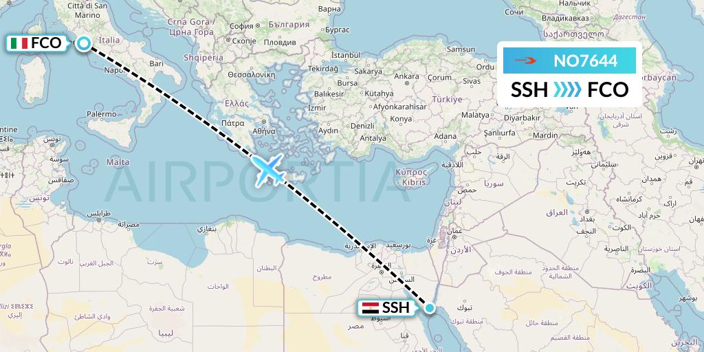 NO7644 Neos Flight Map: Sharm el-Sheikh to Rome
