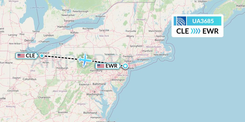 UA3685 United Airlines Flight Map: Cleveland to New York