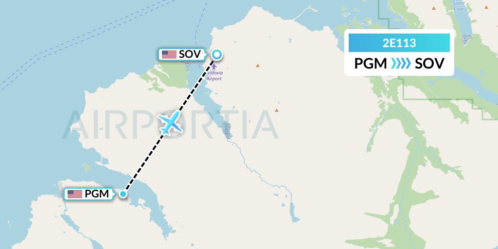 2E113 Smokey Bay Air Flight Map: Port Graham to Seldovia