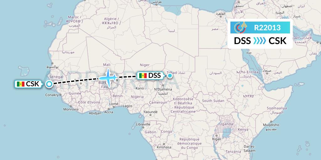R22013 Groupe Transair Flight Map: Dakar to Cap Skirring