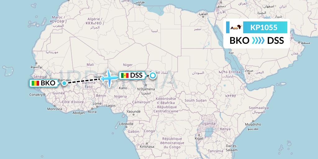 KP1055 ASKY Flight Map: Bamako to Dakar