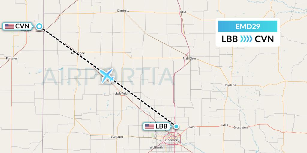 EMD29 Eaglemed Flight Map: Lubbock to Clovis