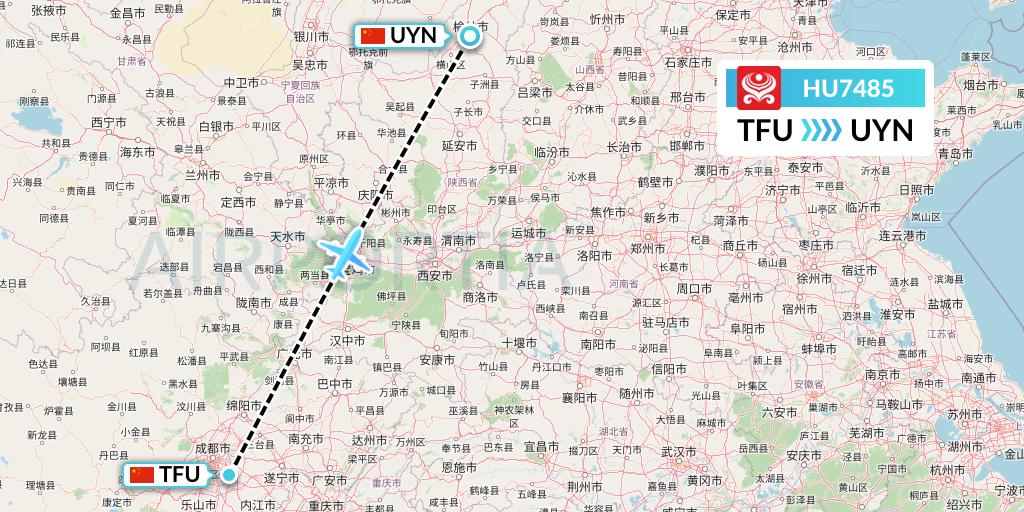 HU7485 Hainan Airlines Flight Map: Chengdu to Yulin