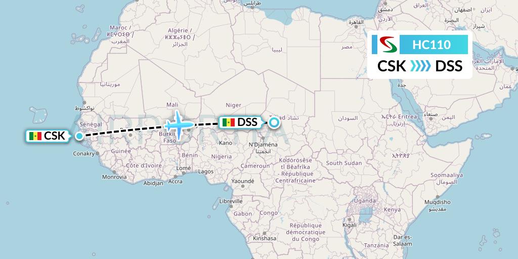 HC110 Air Senegal Flight Map: Cap Skirring to Dakar