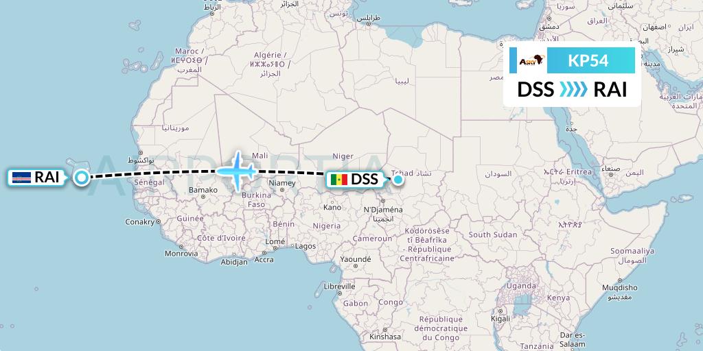 KP54 ASKY Flight Map: Dakar to Praia