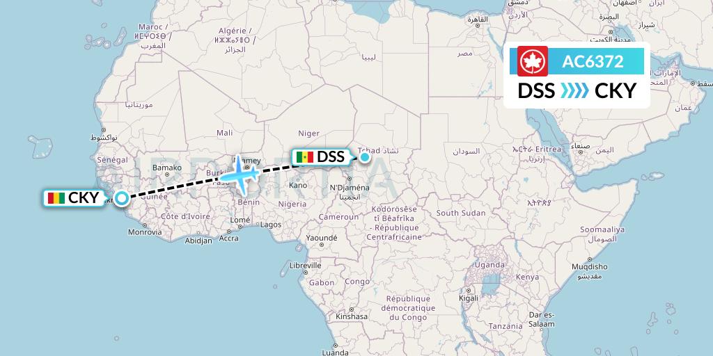 AC6372 Air Canada Flight Map: Dakar to Conakry