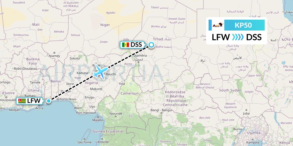 KP50 ASKY Flight Map: Lome to Dakar