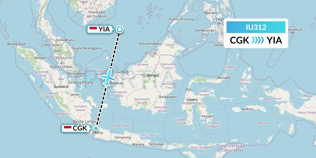 IU312 Pt. Super Air Jet Flight Map: Jakarta to Yogyakarta