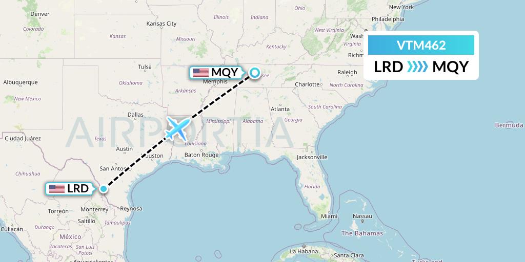 VTM462 Aeronaves TSM Flight Map: Laredo to Smyrna