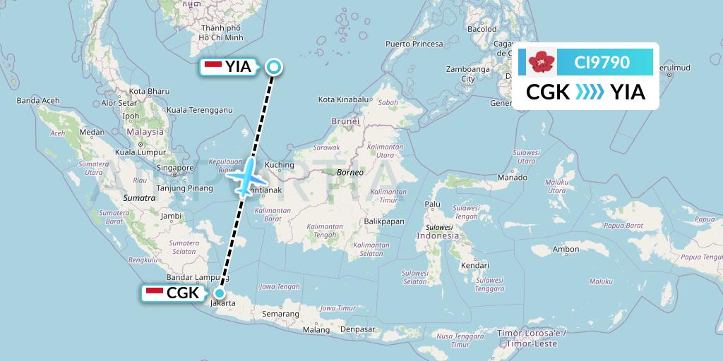 CI9790 China Airlines Flight Map: Jakarta to Yogyakarta