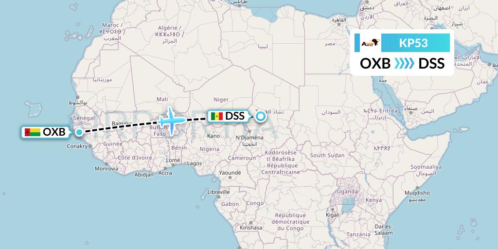 KP53 ASKY Flight Map: Bissau to Dakar