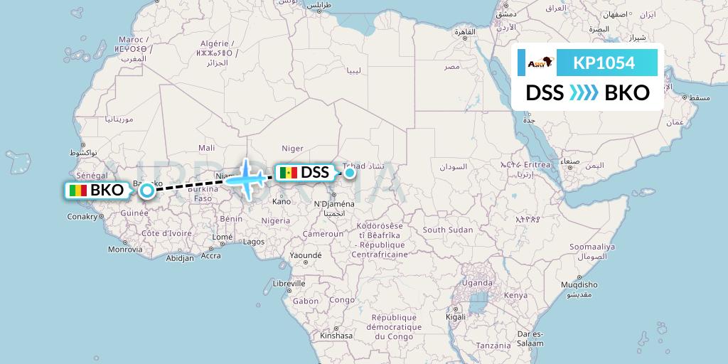 KP1054 ASKY Flight Map: Dakar to Bamako
