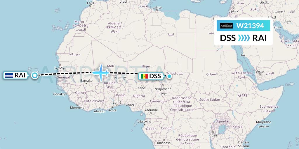 W21394 Flex Flight Flight Map: Dakar to Praia