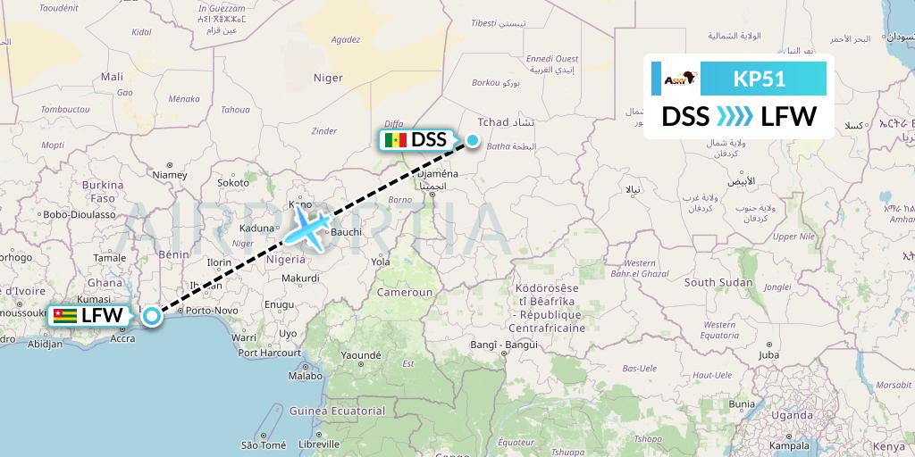 KP51 ASKY Flight Map: Dakar to Lome