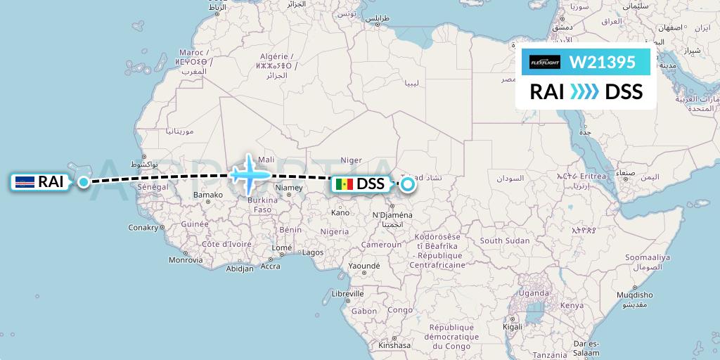 W21395 Flex Flight Flight Map: Praia to Dakar