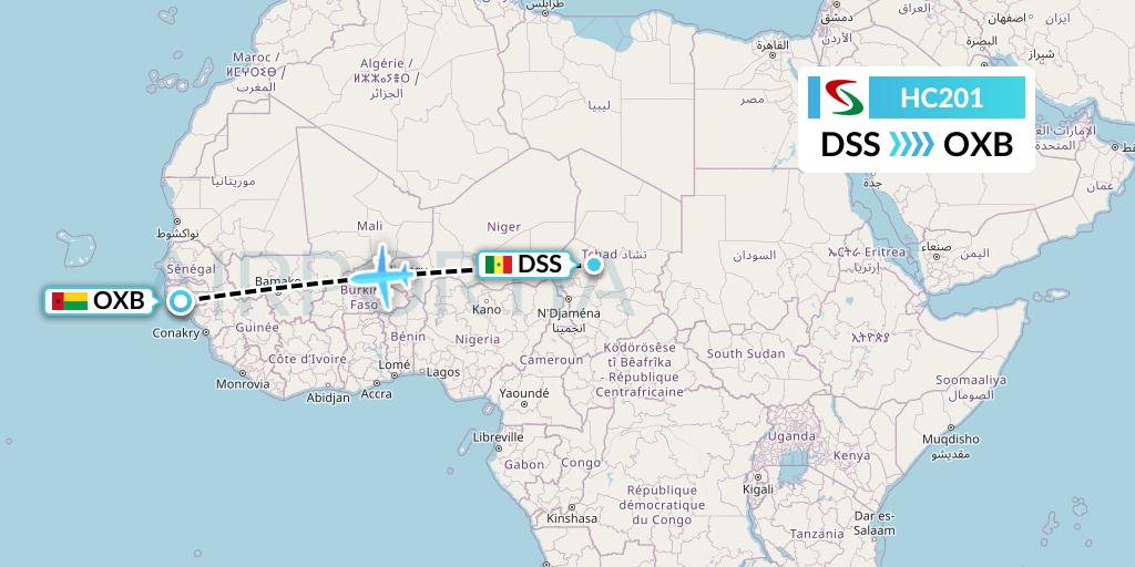 HC201 Air Senegal Flight Map: Dakar to Bissau
