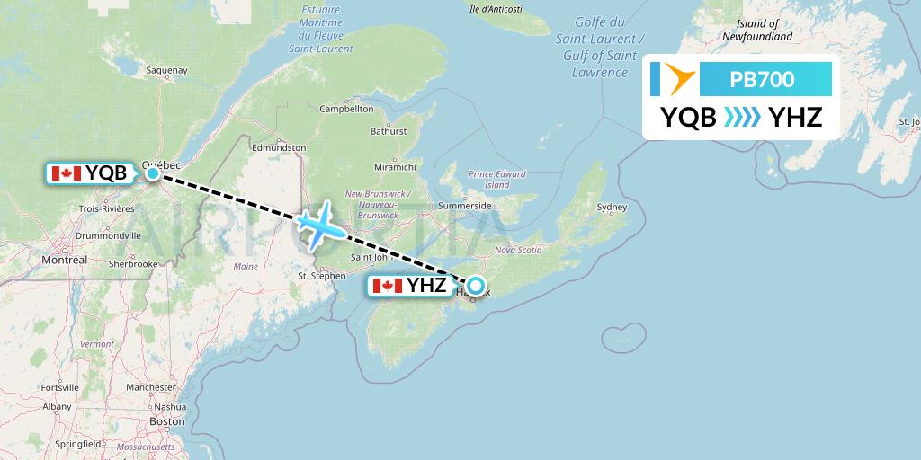 PB700 PAL Airlines Flight Map: Quebec to Halifax