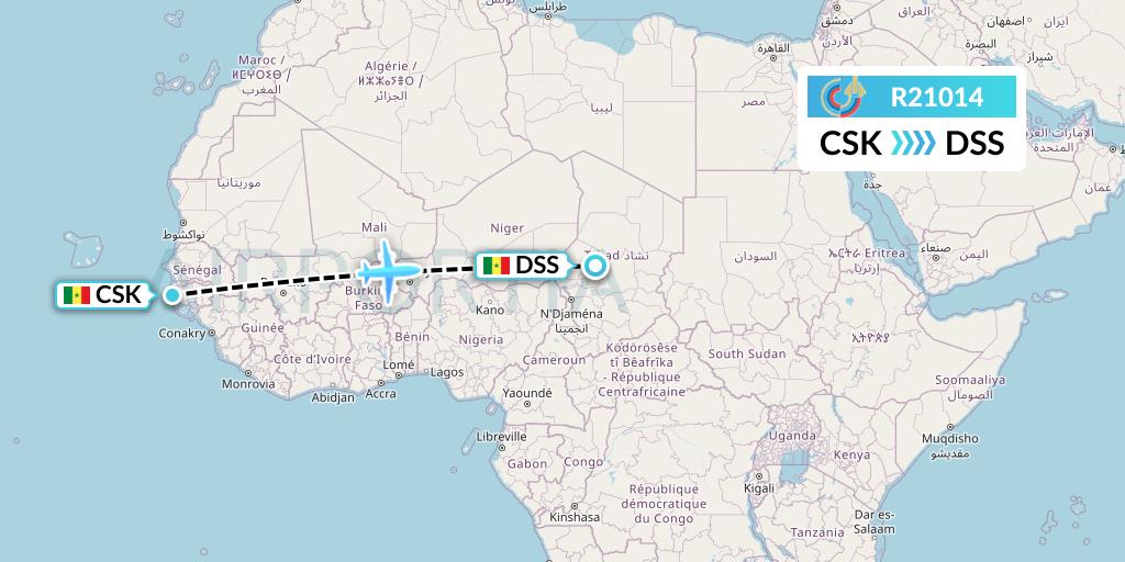 R21014 Groupe Transair Flight Map: Cap Skirring to Dakar