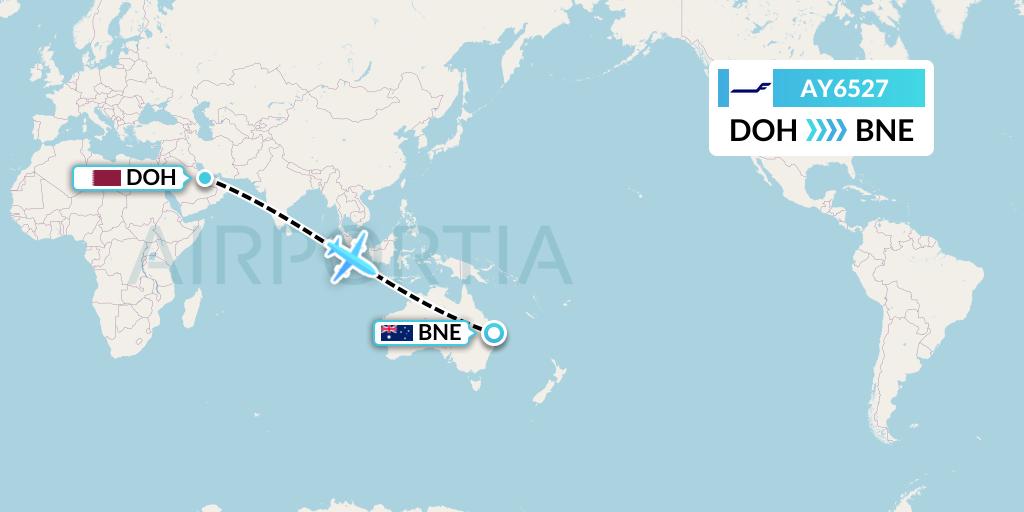 AY6527 Finnair Flight Map: Doha to Brisbane