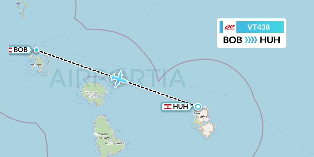 VT438 Air Tahiti Flight Map: Bora Bora to Huahine