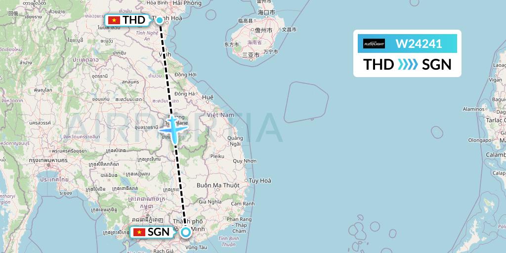 W24241 Flex Flight Flight Map: Hanoi to Ho Chi Minh City