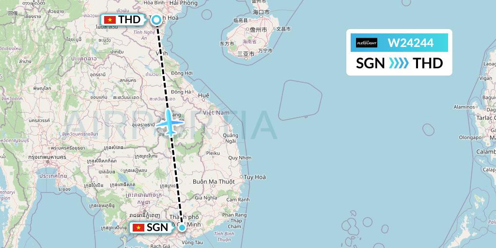 W24244 Flex Flight Flight Map: Ho Chi Minh City to Hanoi