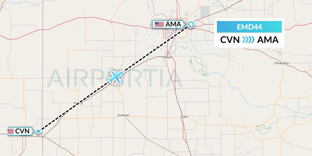 EMD44 Eaglemed Flight Map: Clovis to Amarillo