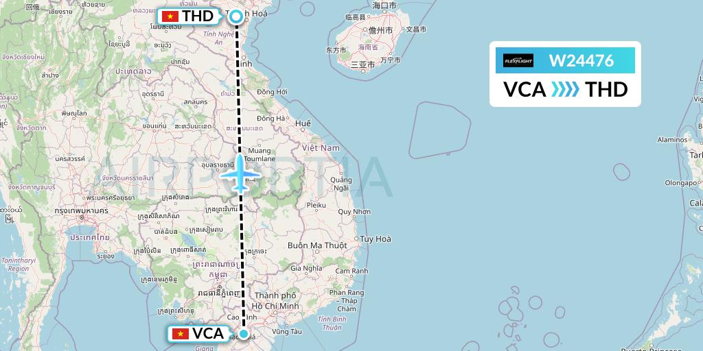 W24476 Flex Flight Flight Map: Can Tho to Hanoi