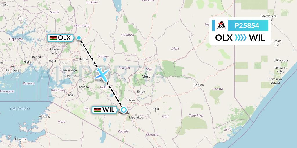 P25854 Airkenya Express Flight Map: Nairobi to Nairobi