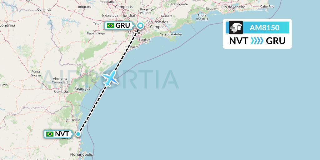 AM8150 Aeromexico Flight Map: Navegantes to Sao Paulo