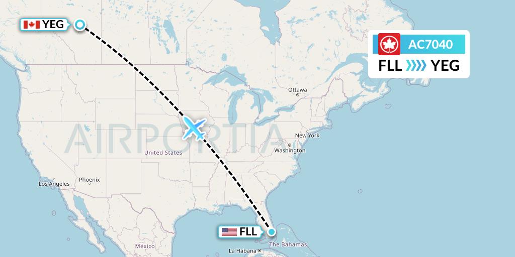 AC7040 Air Canada Flight Map: Fort Lauderdale to Edmonton