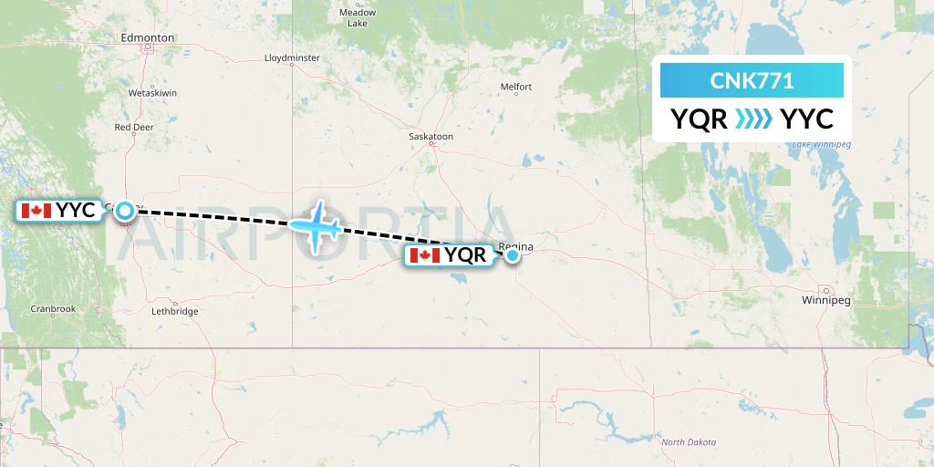CNK771 Sunwest Aviation Flight Map: Regina to Calgary