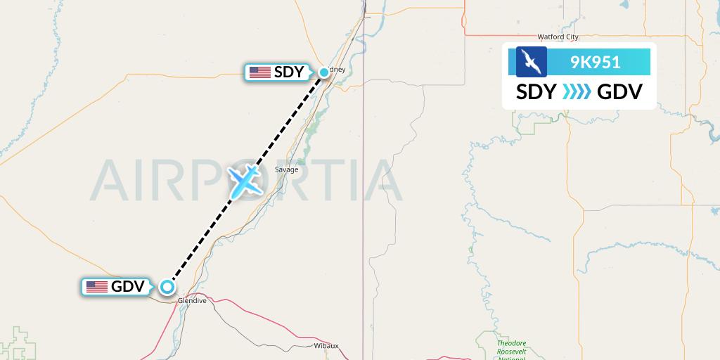 9K951 Cape Air Flight Map: Sidney to Dawson