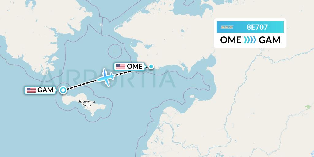 8E707 Bering Air Flight Map: Nome to Gambell