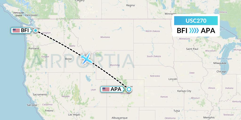 USC270 Airnet Express Flight Map: Seattle to Denver