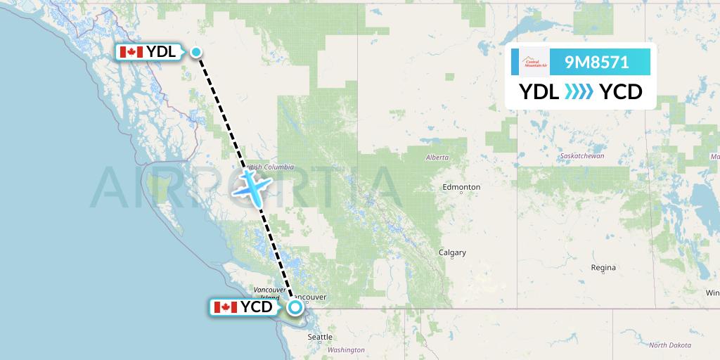 9M8571 Central Mountain Air Flight Map: Dease Lake to Nanaimo