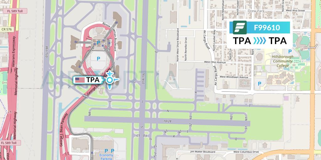 F99610 Frontier Airlines Flight Map: Tampa to Tampa