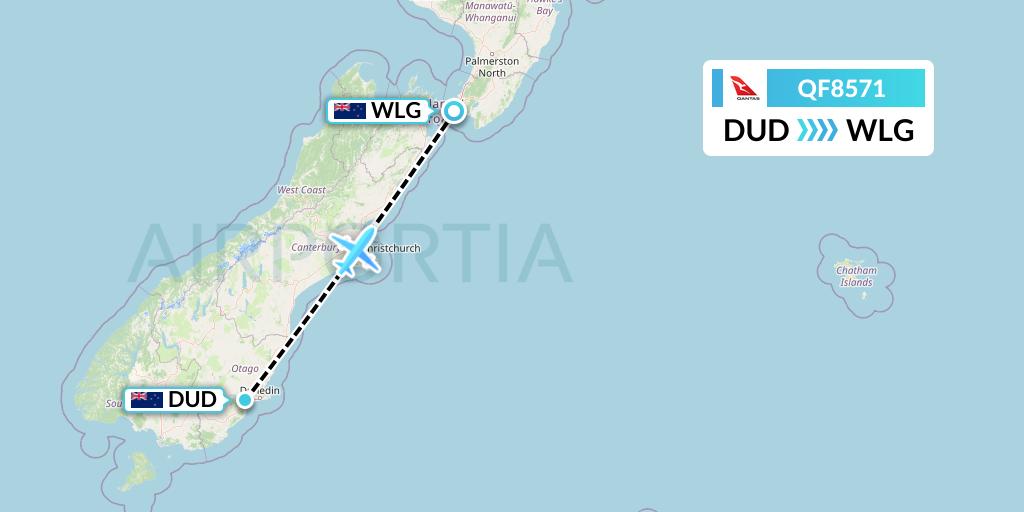 QF8571 Qantas Flight Map: Dunedin to Wellington