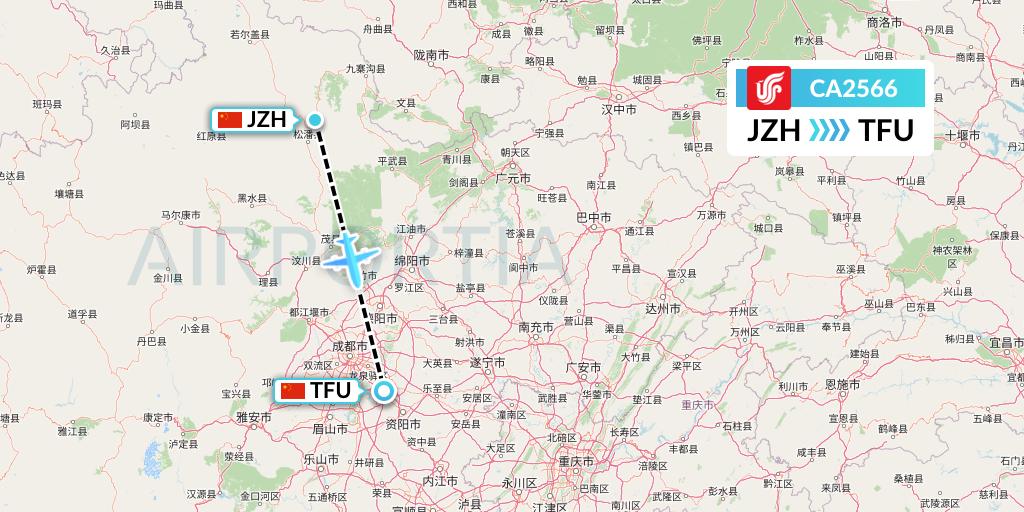 CA2566 Air China Flight Map: Songpan to Chengdu